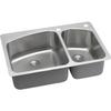 Elkay LKHSR2509RPD3 Lustertone Classic 60/40 Double Bowl Dual Mount Stainless Steel Sink with Perfect Drain view 1
