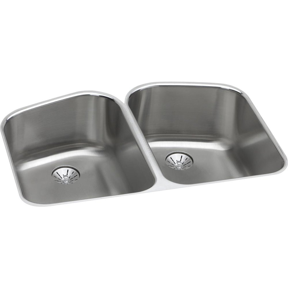 Elkay ELUH32229PD Lustertone Classic Double Bowl Undermount Stainless Steel Sink with Perfect Drain