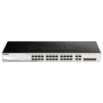 D-Link 28-Port Gigabit Smart Managed Switch | 24 GbE + 4 SFP Combo Ports | L2+ | VLANs | Cable Diagnostics | Web UI | Rackmount | Fanless | NDAA Compliant | Lifetime Warranty (DGS-1210-28)