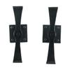 Renovators Supply Manufacturing Shutter Dogs Pair 5.75 in. Black Wrought Iron Propeller Design Shutter Dogs with Mounting Hardware view 1