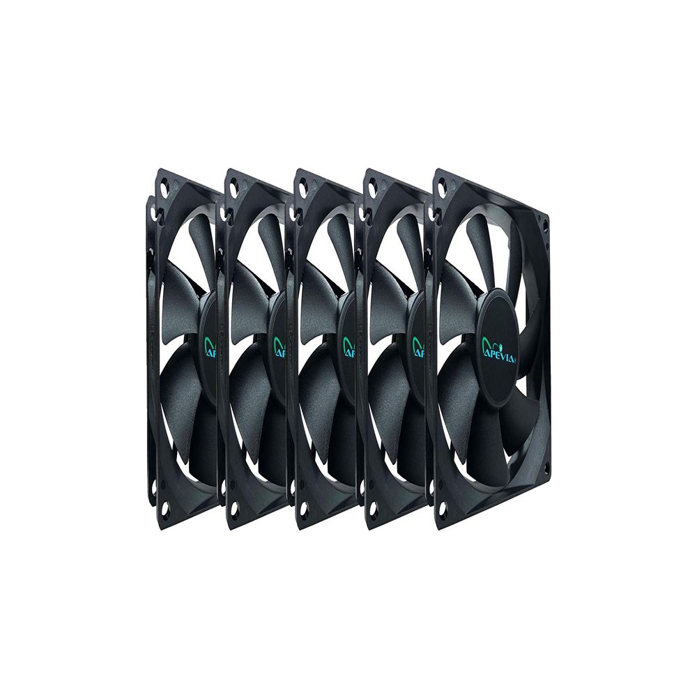 Apevia AF58S-BK 80mm 4pin Molex + 3pin Motherboard Silent Black Case Fan - Connect to Power Supply or Motherboard (5-pk)