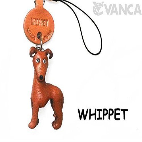 Vanca.com Whippet Terrier Leather Dog mobile/Cellphone Charm VANCA CRAFT-Collectible Cute Mascot Made in Japan