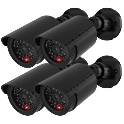 WALI Fake Security Camera with Flashing Red Light, 4 Pack, BlackTC-B4