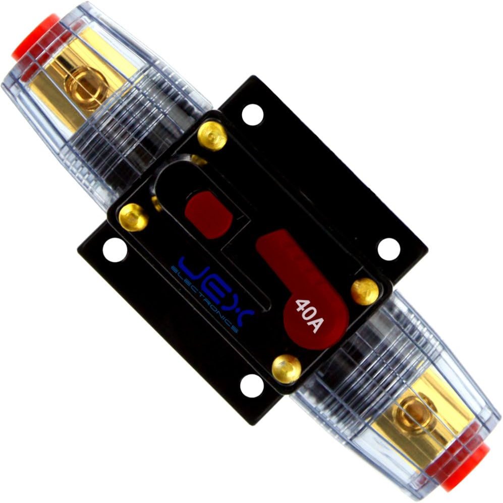 Jex Electronics 40 Amp in-Line Circuit Breaker Stereo/Audio/Car/RV 40A/40AMP Fuse 12V/24V/32V