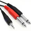 Jex Electronics 6' ft Twin Male 1/4" Mono Jack to Stereo 1/8" 3.5mm Jack Cable/Lead 6.5ft/2M view 1