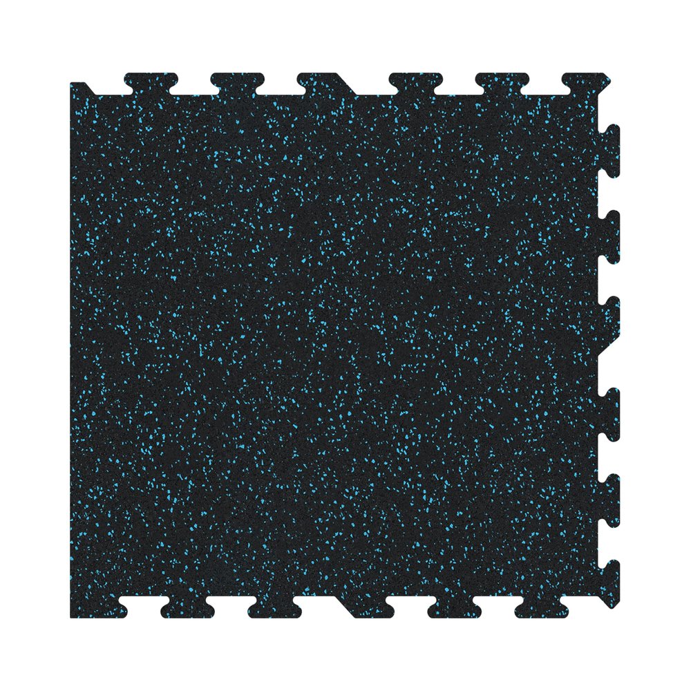 IncStores 8mm Thick Strong Rubber Interlocking Floor Tiles | Flexible Recycled Rubber for a Stronger and Safer Basement, Home Gym, Shed, or Trailer | Blue, 4 Border Tiles
