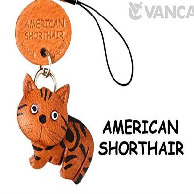 American Shorthair Leather Cat Goods mobile/Cellphone Charm VANCA CRAFT-Collectible Cute Mascot Made in Japan