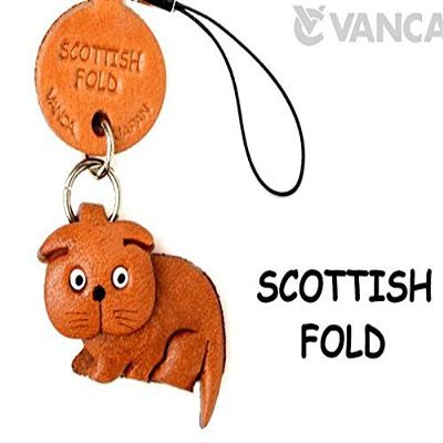 Scottish Fold Leather Cat Goods Mobile/Cellphone Charm VANCA Craft-Collectible Cute Mascot Made in Japan