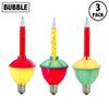 Novelty Lights Replacement Bubble Lights 3 Pack, Traditional Red/Yellow Liquid with Multicolor Bases, Vintage Glass Holiday Bulbs with Flowing Liquid, 5 Watts Each, C7/E12 Base view 2
