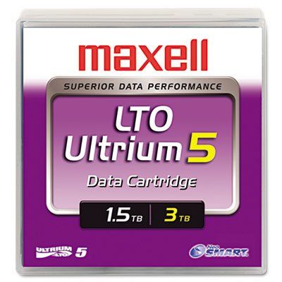 1/2" Ultrium LTO-5 Cartridge, 2,776ft, 1.5TB Native/3.0TB Compressed Capacity, Sold as 2 Each
