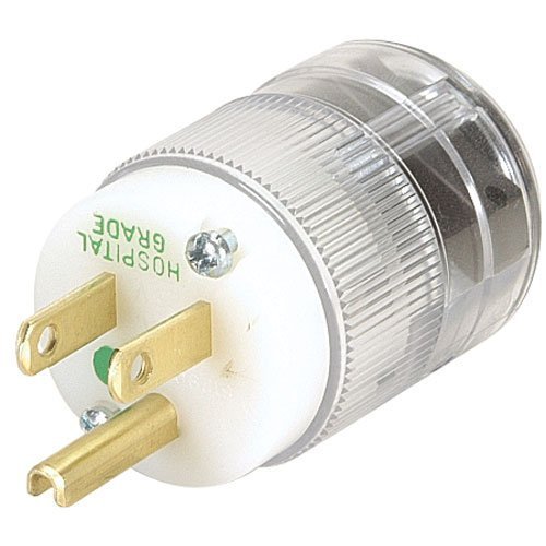 Marinco Power Products 8215T 15A 125V 2P 3W (5-15P) Hospital Grade Plug - Black Body in A Transparent Housing