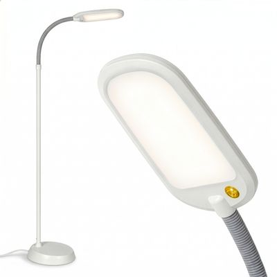 Brightech Litespan LED 2nd Edition Reading Floor Lamp with Cool, Soft & Warm White LED's - Built-in Dimmer - Adjustable Design Pivots in Any Direction - Energy Saving 12 Watts - Alpine White
