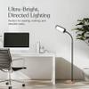 Brightech Litespan Slim LED Floor Lamp - Modern Reading Light Over Chair for Living Rooms & Offices, Tall With Adjustable Gooseneck, Crafts Work Light, Dimmable Standing for Bedroom - Wood view 4