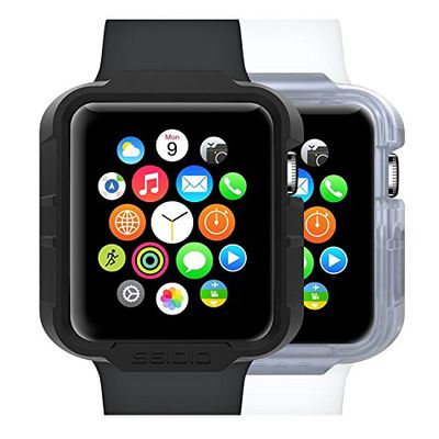 Seidio BD2-CST4AW42-BK Tetra S Apple Watch 42mm Cover 2 Pack 1 of Each Color (Black, Clear)