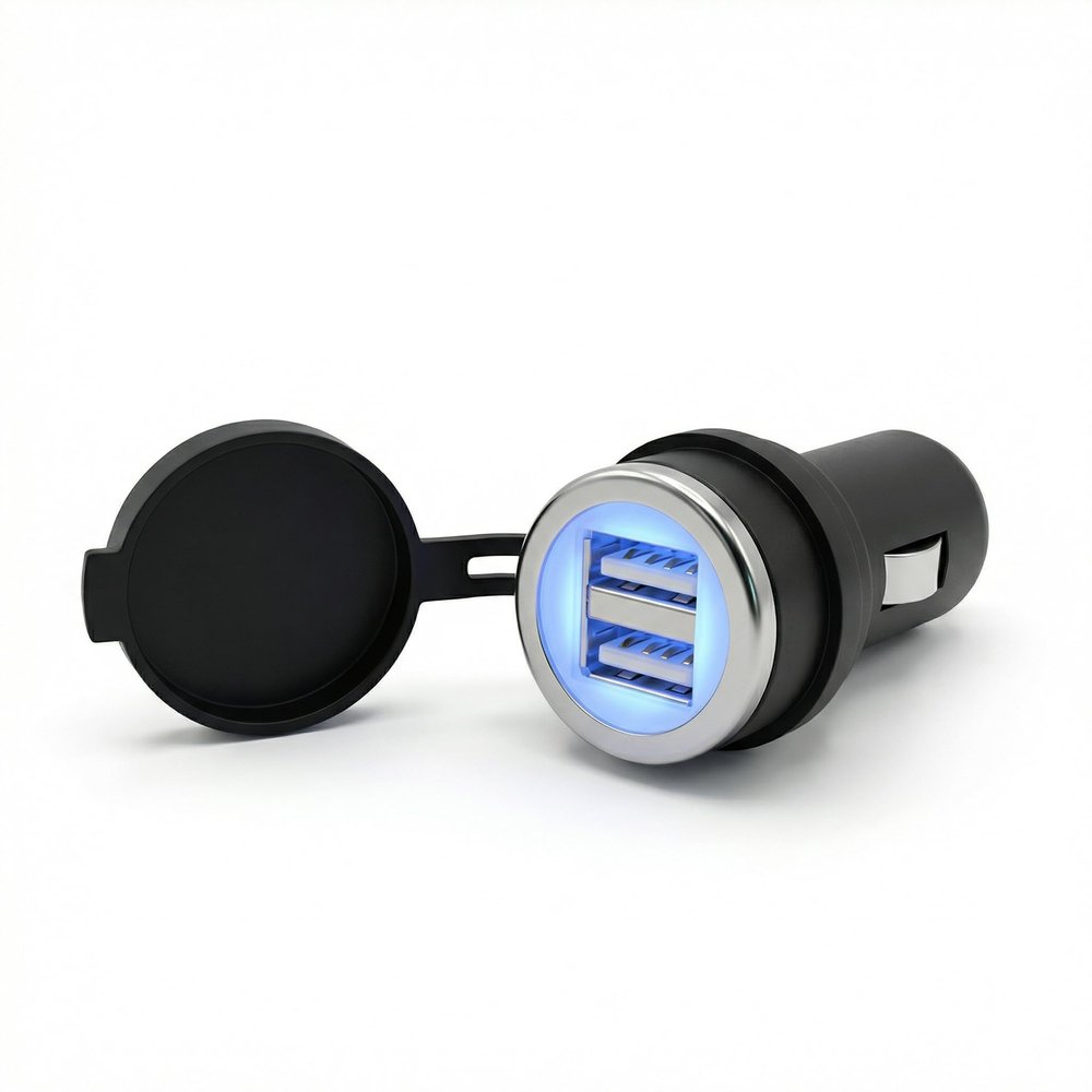 Cliff Top 12V/24V Dual USB Car Charger 3.3A Truck Motorcycle Marine Black