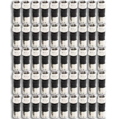 50-Pack RG6 Quad Compression Connectors PPC EX6XL Approved for Most Satellite or Cable Coax