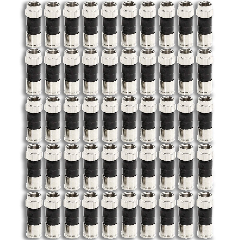 50-Pack RG6 Quad Compression Connectors PPC EX6XL Approved for Most Satellite or Cable Coax