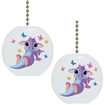 Carolina Hardware and Decor Set of 2 Baby Dragon Butterflies Solid Ceramic Fan Pulls