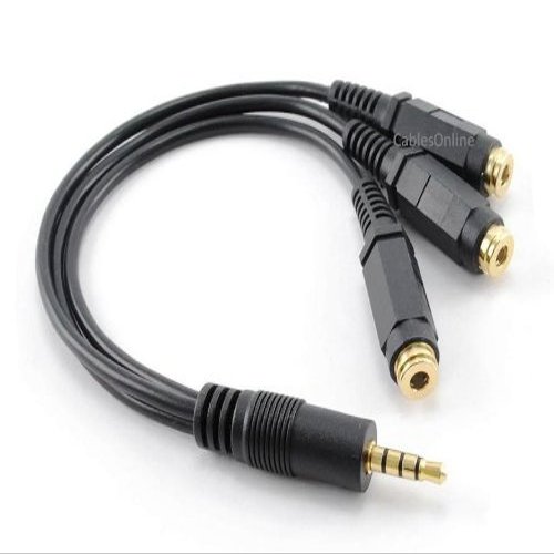 CablesOnline 9-inch 3.5mm (1/8") TRRS 4-Pole/3-Rings Male to 3X Female 3.5mm TRRS 4-Pole/3-Rings Stereo Splitter Audio Cable, Gold-Plated, AV-Y01F4