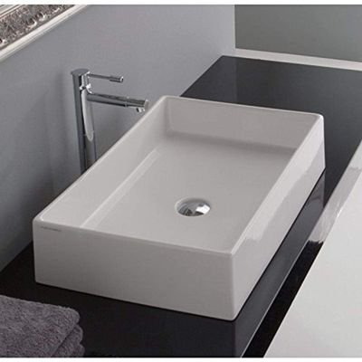 Scarabeo 8031/60-No Hole Teorema Rectangular Ceramic Vessel Sink, White