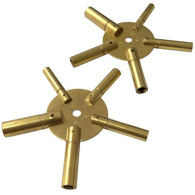 Jewellers Tools 2-10 & 3-11 Clock Key Set: Winged Brass Spider Star Pair - Odd & Even (110)