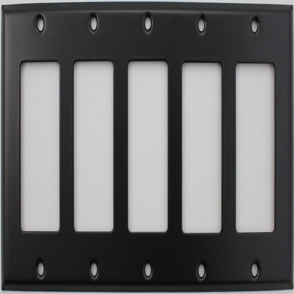 Black 5 Gang GFI/rocker Opening Wall Plate - 5 GFI Rocker