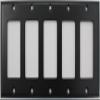 Black 5 Gang GFI/rocker Opening Wall Plate - 5 GFI Rocker view 1