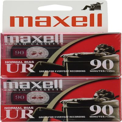 Maxell 108527 Optimally Designed Flat Packs with Low Noise Surface 90 Min Recording Time Per Cassette, One Color, One Size