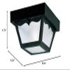 Westinghouse Lighting 6682200 Traditional One-Light Outdoor Flush-Mount Fixture, Black Finish on Polypropylene, Frosted Glass Panels view 3
