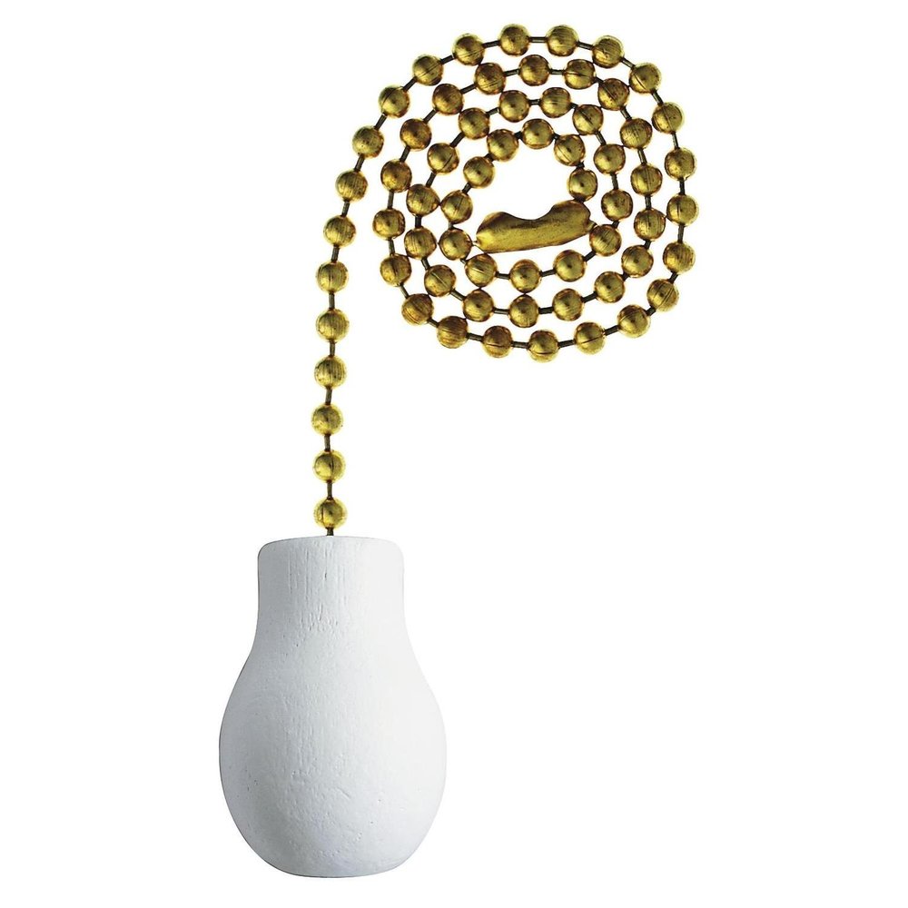 Westinghouse 7701400 White Wood Knob Pull Chain, Brass