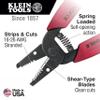 Klein Tools 11046 Wire Stripper, Wire Cutter, Made in USA, Stripping/Cutting Tool for 16-26 AWG Stranded, Compact Nose with Precision-ground Stripping Holes view 2