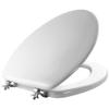 MAYFAIR 1844CP 000 Toilet Seat with Chrome Hinges will Never Come Loose, ELONGATE , White view 1