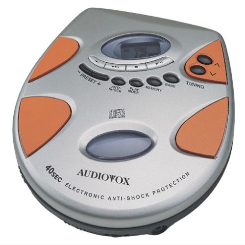 Audiovox CE155R Slimline AM/FM Tuner/CD Player with Headphones & 40 Second DASS