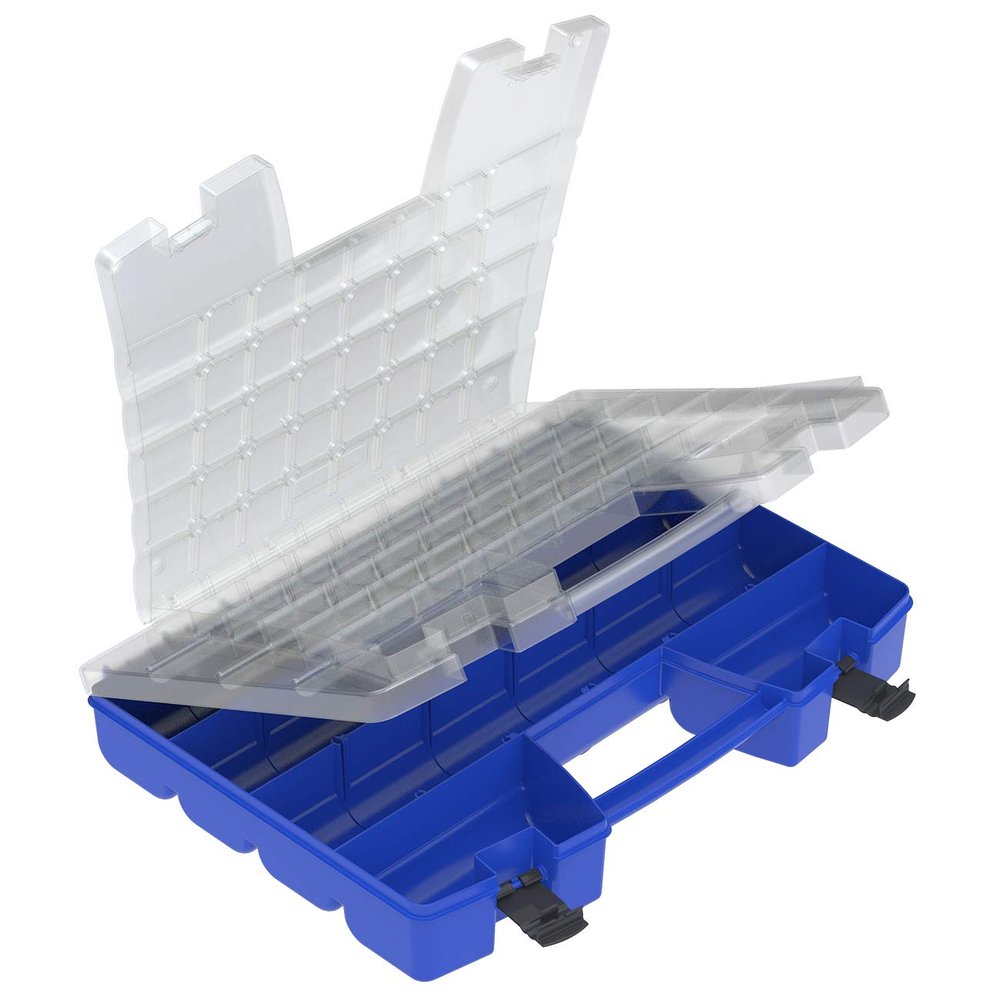 Akro-Mils 06318 Multi Compartment Hardware and Crafts Portable Organizer Storage Case, (18-Inch x 13-Inch x 4-Inch), Blue