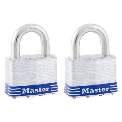Master Lock 5T Outdoor Padlock with Key, 2 Pack Keyed-Alike, Silver
