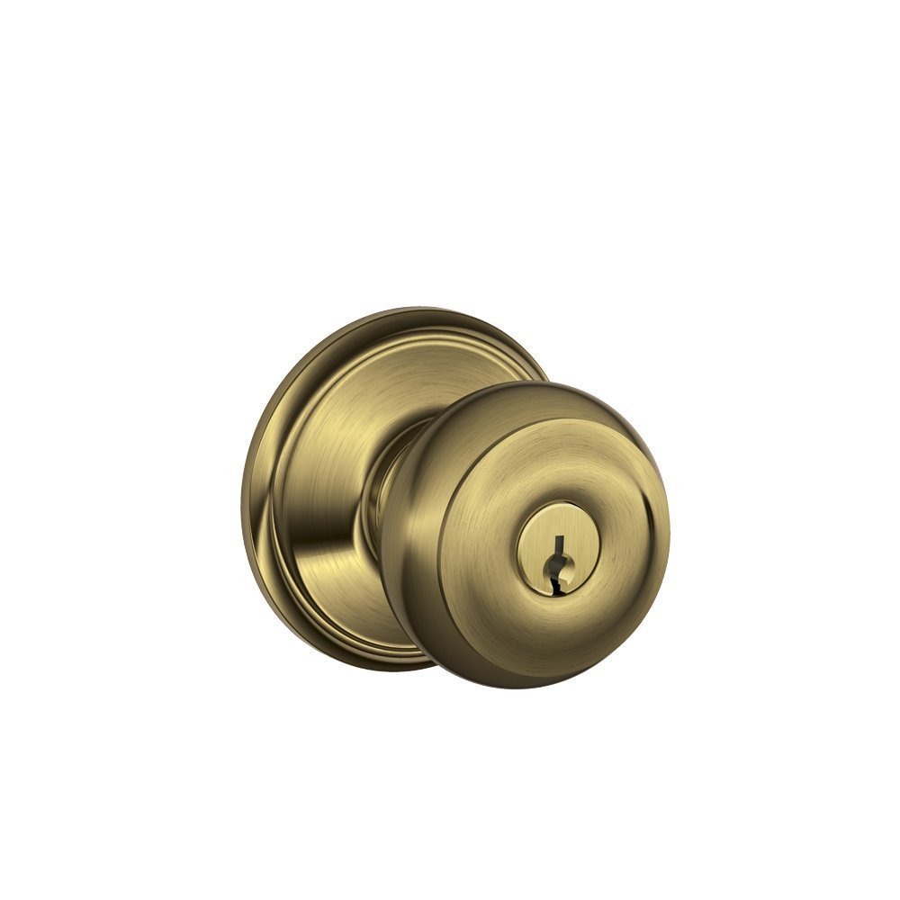 Schlage F51VGEO609 Georgian Antique Brass Steel Entry Lockset ANSI Grade 2 1-3/4 in, No Size, No Color