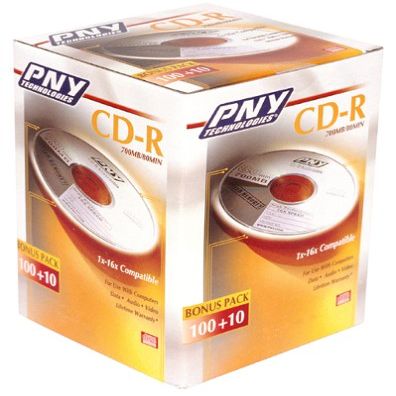 PNY CDR110B16 CD-R, 80 Minute, 700 MB, 16x (110-Pack Spindle)