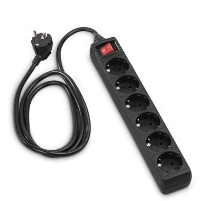 Hama 30394 - 6-Outlet Power Strip with Switch, 230 V, 1.4 m, Black