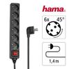 Hama 30394 - 6-Outlet Power Strip with Switch, 230 V, 1.4 m, Black view 2