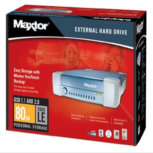 Maxtor V01J080 External USB 2.0 5400 RPM 80 GB Hard Drive w/One Touch Backup