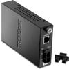 TRENDnet Intelligent 1000Base-T to 1000Base-SX Multi-Mode SC Fiber Media Converter, Up to 550M (1800 ft), Fiber to Ethernet Converter, 2Gbps Switching Capacity, Lifetime Protection, Black, TFC-1000MSC view 1