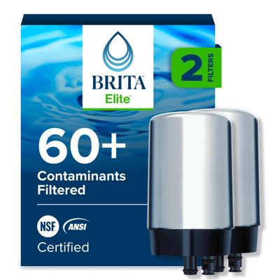 Brita Replacement Water Filter for Faucet Mount, Removes 99% of Lead, Sink Filtration System, Chrome, 2 Count
