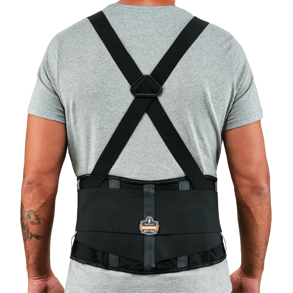 Ergodyne ProFlex 2000SF Back Support Brace, 8.5" Spandex, V-Shape Design and Patented Stays for Added Support, 2XL,Black