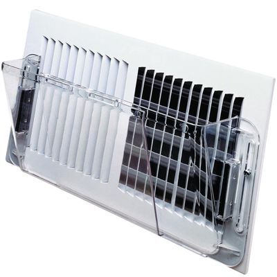 Deflecto Adjustable Air Deflector for Sidewall and Ceiling Registers, Expands from 10 inch to 16 inch Wide, Clear Plastic Vent Cover with Magnetic Attachments for Heating and Cooling Systems