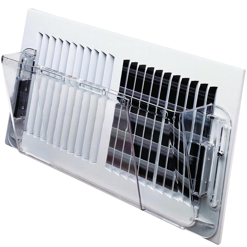 Deflecto Adjustable Air Deflector for Sidewall and Ceiling Registers, Expands from 10 inch to 16 inch Wide, Clear Plastic Vent Cover with Magnetic Attachments for Heating and Cooling Systems