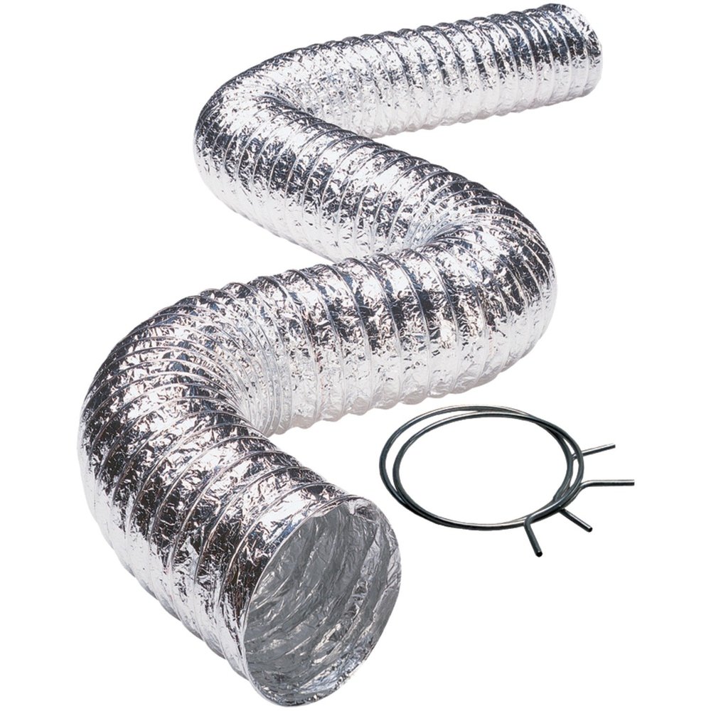 Deflecto FLXC0405 Aluminum Duct (2-ply; 5ft; UL 181 Class 1), Silver, 4"