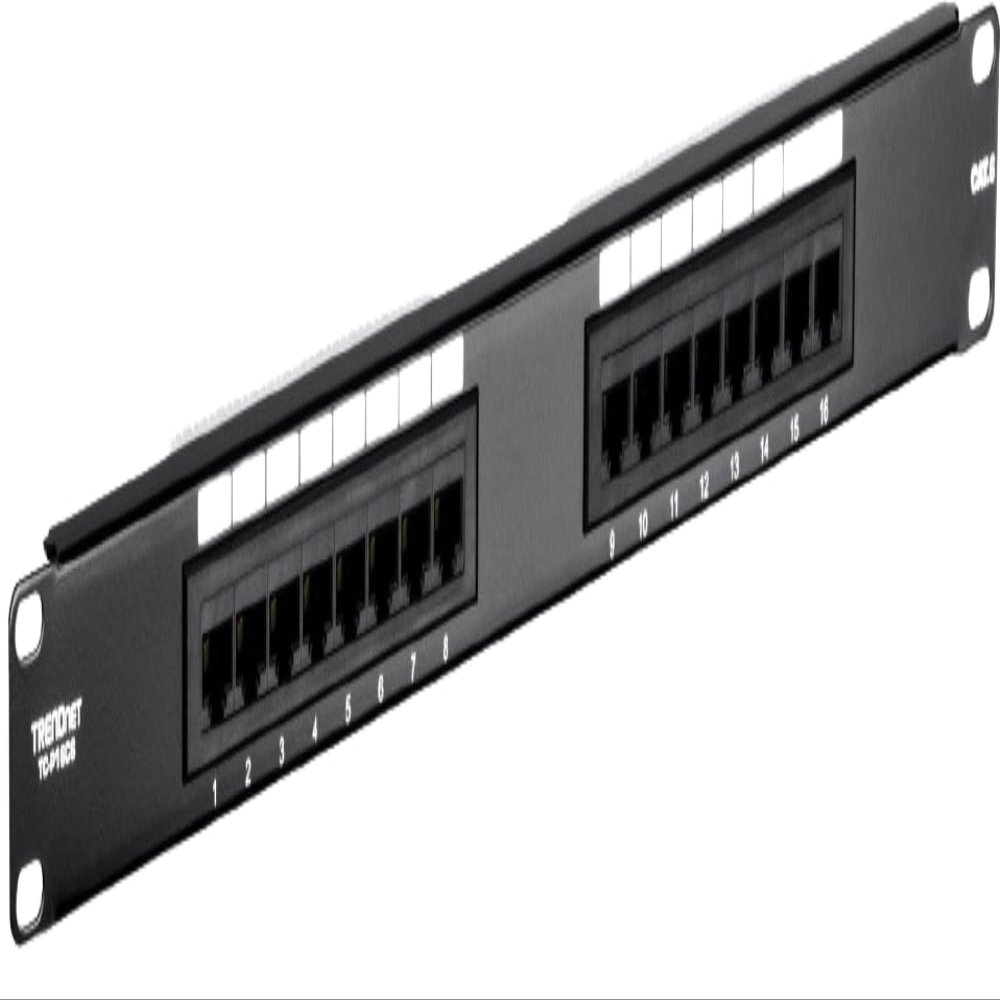 TRENDnet 16-Port Cat6 Unshielded Patch Panel,Rackmount, 1U 19", Cat3,Cat4,Cat5,Cat5e,Cat6 Compatible, 250Mhz Connection, Ideal for Copper Gigabit Ethernet Connections, Black, TC-P16C6