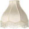 6" Top x 17" Bottom x 11" High x 12" Slant Lamp Shade Replacement Large Cream White Dome Traditional Fabric Fringe Floral Scalloped Spider Harp Finial - Springcrest view 1
