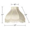 6" Top x 17" Bottom x 11" High x 12" Slant Lamp Shade Replacement Large Cream White Dome Traditional Fabric Fringe Floral Scalloped Spider Harp Finial - Springcrest view 4