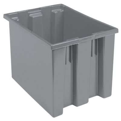 Akro-Mils 35300 Nest and Stack Plastic Storage Container and Distribution Tote, (29-1/2-Inch L x 19-1/2-Inch W x 15-Inch H), Gray, (3-Pack)